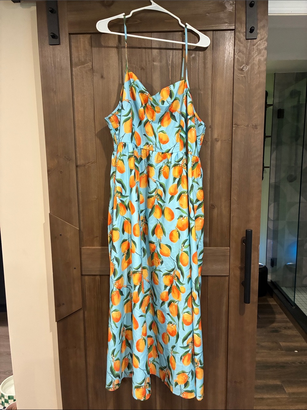 Citrus Print maxi Dress - Blue & Orange 4X